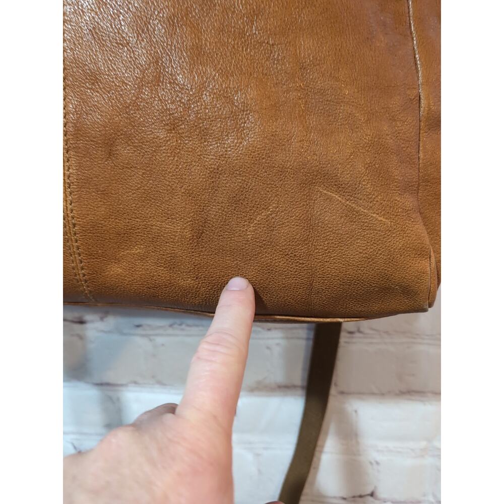 SPIKES & SPARROW Leather Brown Computer Laptop 14" Front Back Top Zip Padded - Picture 8 of 16